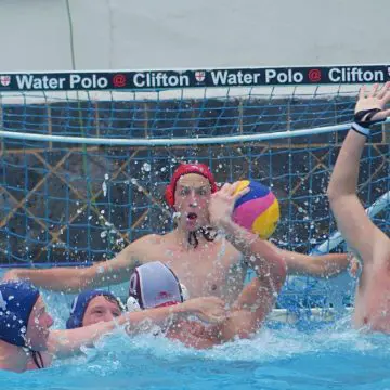 When Clifton College dangerman and captain Ollie Ditz received the ball against Westville, they threw up a wall in front of him, but they couldn't prevent him scoring Clifton's first two goals. (Photo: Brad Morgan)