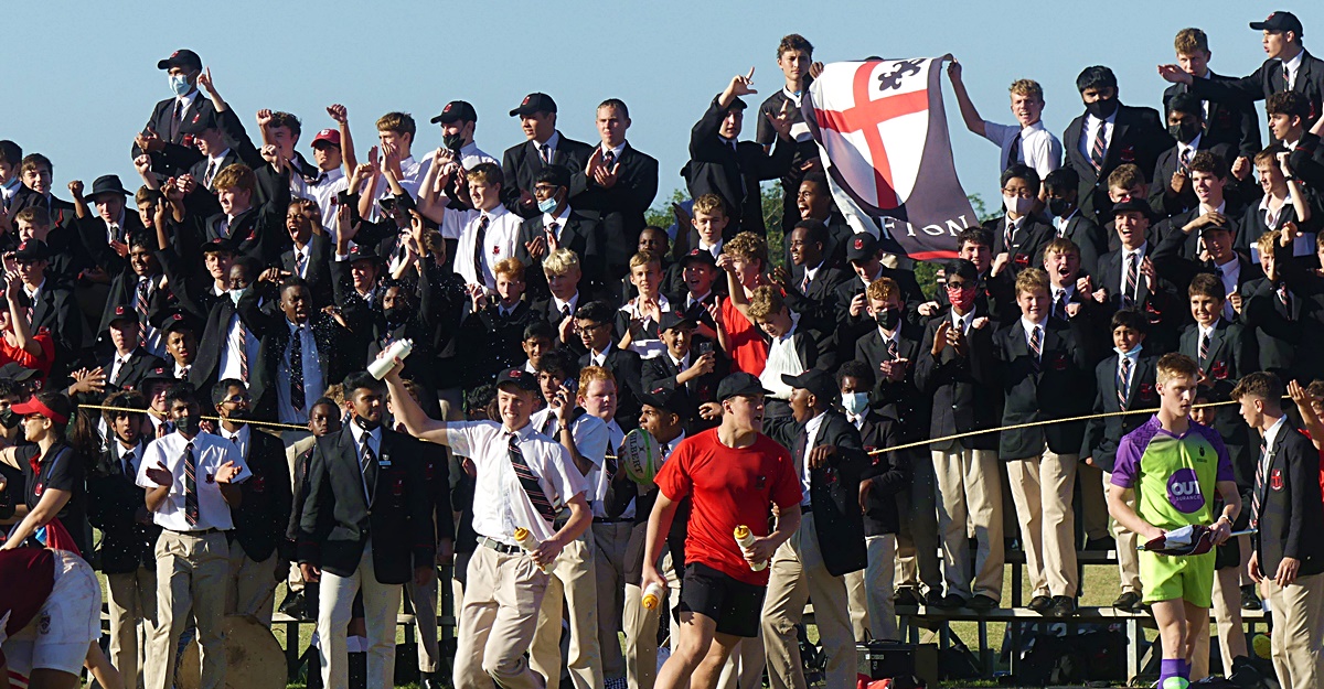 Clifton's supporters ecstatically celebrated their first ever victory over Kearsney at 1st XV level. (Photo: Brad Morgan)