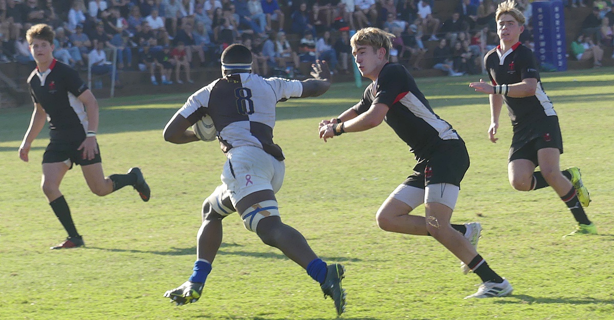 Eighthman Siyanda Mabuza helped keep Northwood on the front foot with a number of strong drives off the base of the scrum. (Photo: Ashton Morgan)