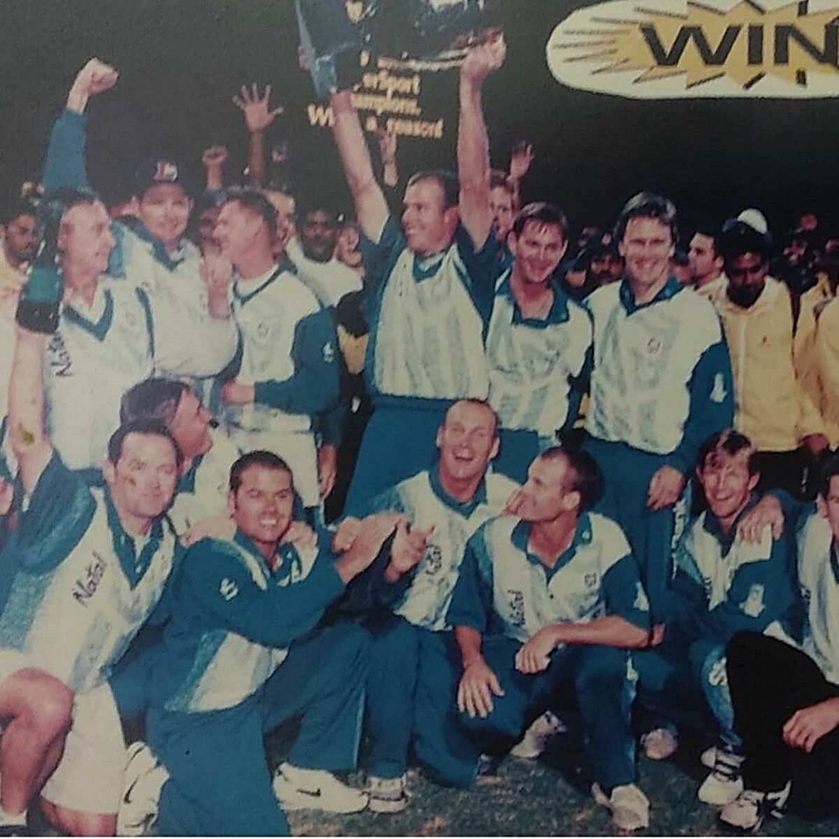 Celebration time for the Dolphins after winning the Standard Bank One-Day Cup in 1996/97.