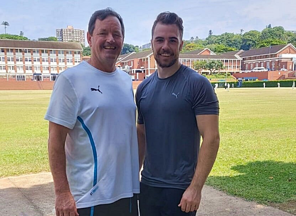 Gareth Orr (right) was one of the first boys Andrew coached when he started his cricket academy in 2003. Gareth went to Maritzburg College, played for KZN Inland, and then went to study at the University of Pretoria. When he decided to start playing cricket again in 2020, he once more turned to Andrew for coaching.