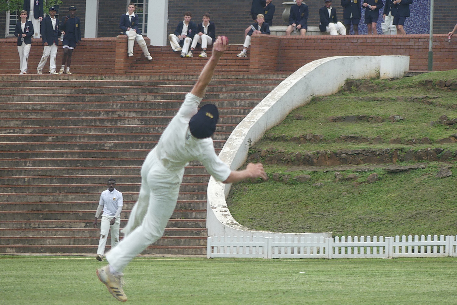 Cian Fortmann pulled off a wonder catch to end what was becoming a dangerous counter-attack from John Yeadon. (Photo: Brad Morgan)