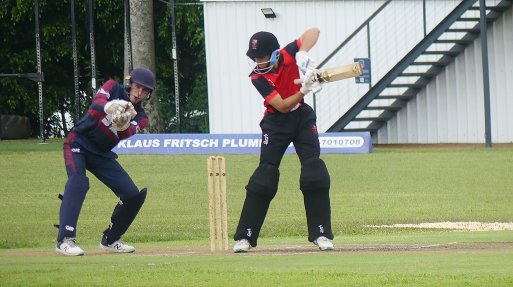 Camden Riley is sharply caught behind off of the bowling of Yaseen Khan, which triggered a Clifton collapse, Bowden's, Westville Boys' High, 11 February 2023. (Photo: Brad Morgan)