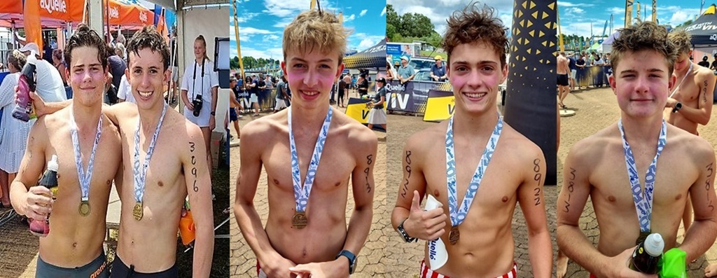 Oliver Guy and Kyle Heyns (left in photo) were the fastest Michaelhouse performers in the 2023 aQuellé Midmar Mile, while Laird Hamilton-Brown, Luke Viljoen and Nicholas Purdy all made successful crossings of the dam.