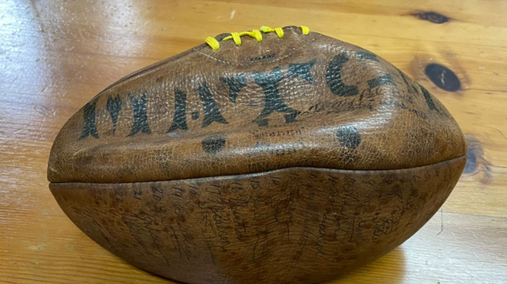 The ball with which the 1937 Springboks clinched a history-making series victory over New Zealand.