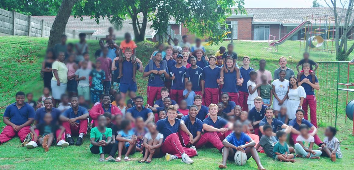 Kearsney College 1st and 2nd rugby squads at Ethelbert Child Youth and Care Centre, Queensburgh.