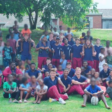 Kearsney College 1st and 2nd rugby squads at Ethelbert Child Youth and Care Centre, Queensburgh.