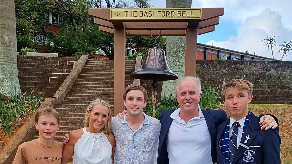 Grant Bashford's family was at his side as The Bashford Bell was unveiled.