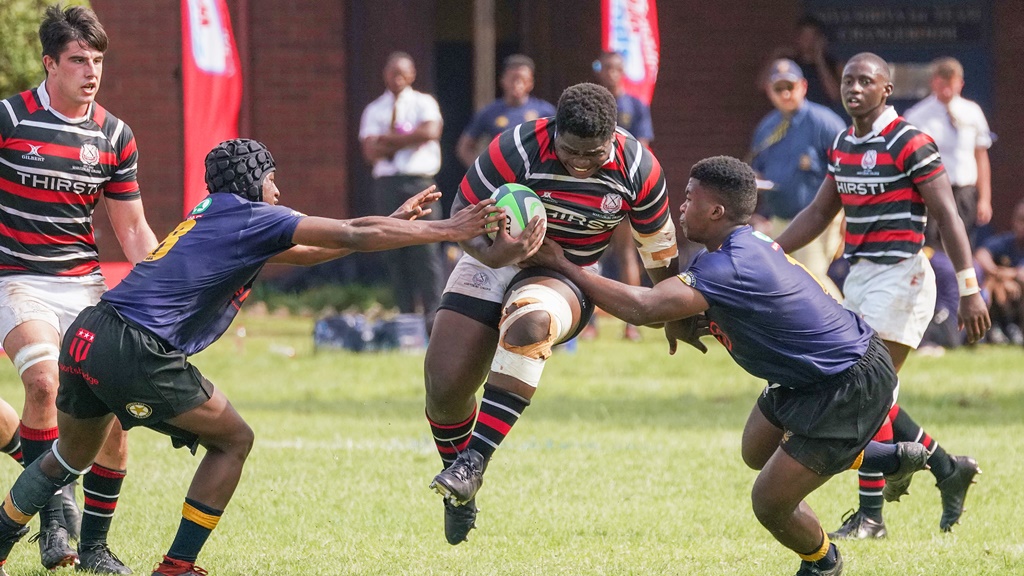 One of the enduring images of the 1st XV match was that of the powerful carries of College prop Phiwayinkosi Kubheka, who was a problem for the DHS defence all match long. (Photo: Dan Becket, Maritzburg College)