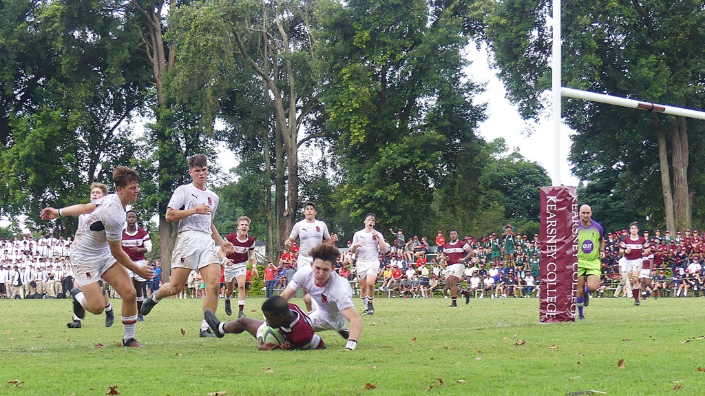 Junior Dlamini crashes over for his second and Kearsney's third try of the match. (Photo: Brad Morgan)