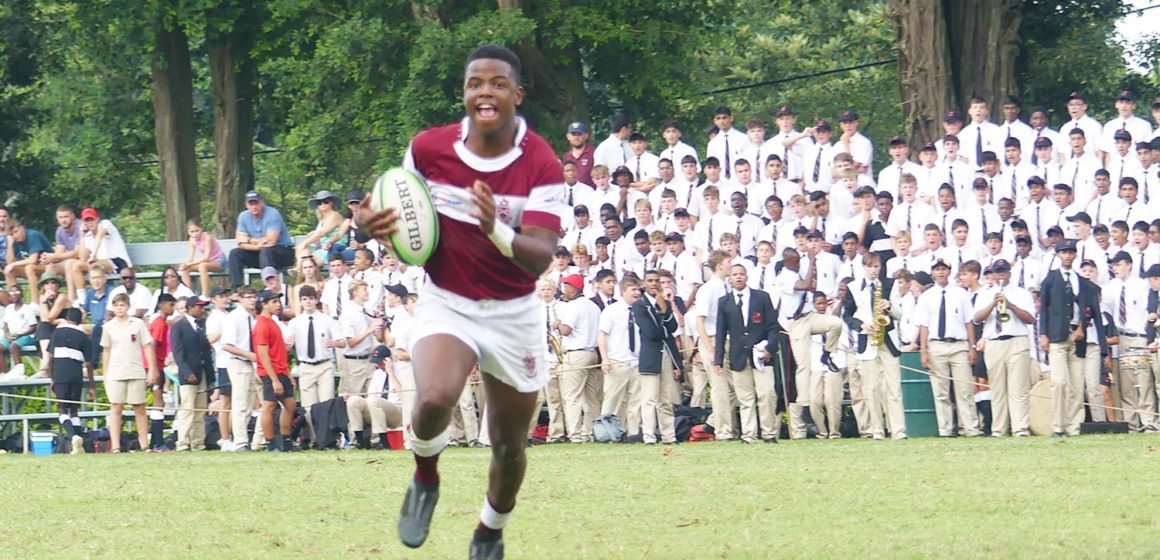 Kearsney 19-0 Clifton, Junior Dlamini on his way to his second and Kearsney's third and final try. (Photo: Brad Morgan)