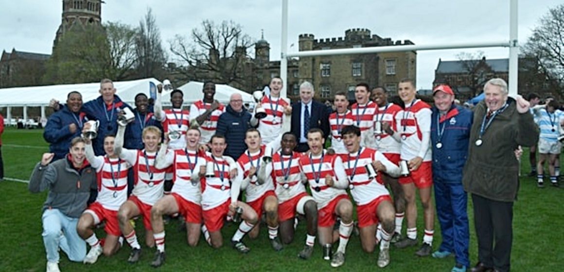 The champions! Michaelhouse, proud winners of The Rugby School International u18s Rugby Sevens Tournament.