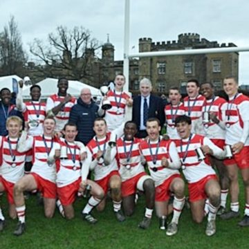 The champions! Michaelhouse, proud winners of The Rugby School International u18s Rugby Sevens Tournament.