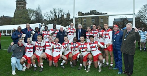 The champions! Michaelhouse, proud winners of The Rugby School International u18s Rugby Sevens Tournament.