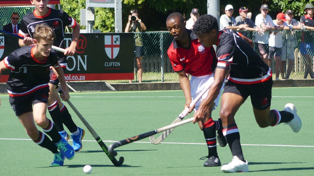 Captain Connor McKenzie (right) led a staunch defensive effort by Clifton that frustrated Maritzburg College's goal scoring ambitions. (Photo: Brad Morgan)