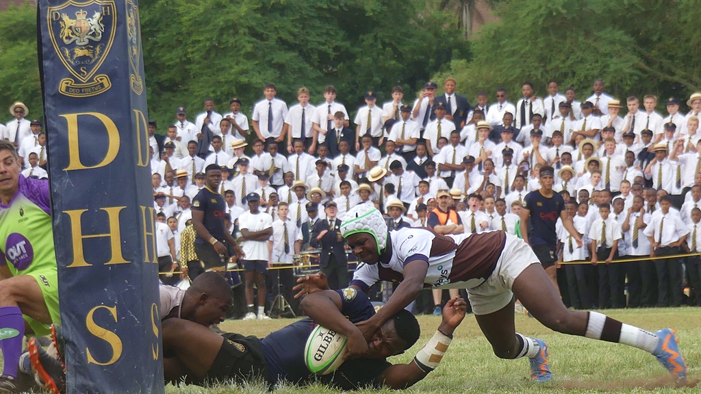 Power and timing took Zingce Simke across the Northwood try-line for the third DHS try of the contest. (Photo: Brad Morgan)