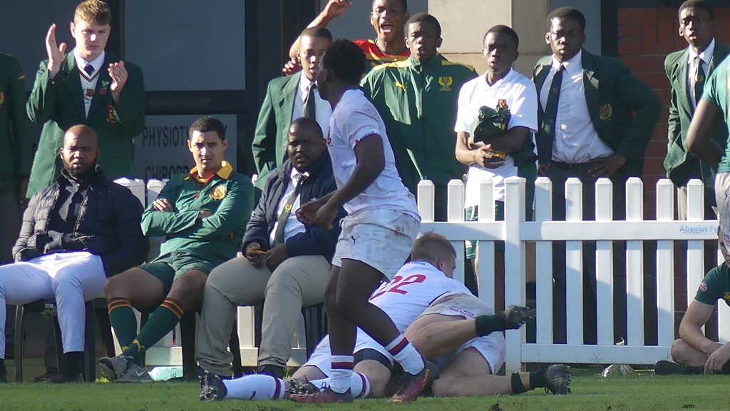 Keegan Goosen was buried in a tackle, but over for a try for the Green Machine. (Photo: Brad Morgan)