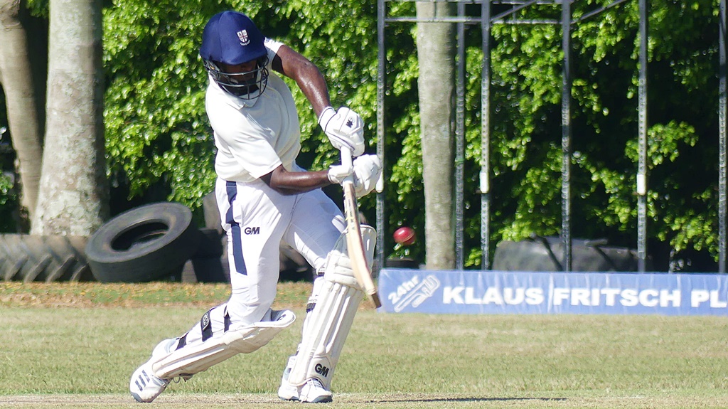 Romashan Pillay, on the drive, like his cricket hero, Jacques Kallis. (Photo: Brad Morgan)