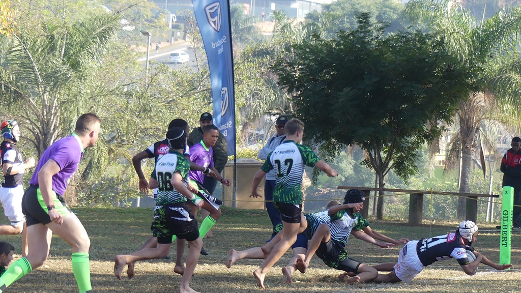 The KZN B side opened the scoring against South Western Districts B with a try in the corner on Snow's, on their way to a narrow win and third place in the B section. (Photo: Brad Morgan) 