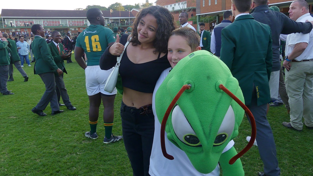 Even the Glenwood mascot was in demand for photos after his side's narrow win over Maritzburg College. (Photo: Brad Morgan)