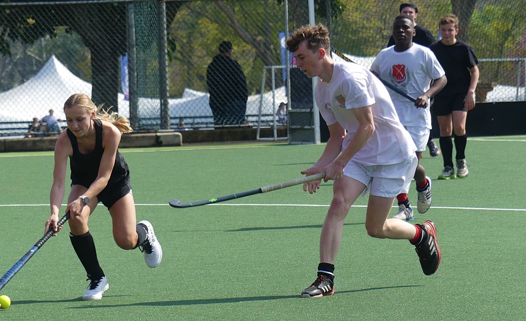 The vibe around the seven-a-side hockey was very relaxed. On this occasion, it truly was a case of the participation being what mattered. (Photo: Brad Morgan)