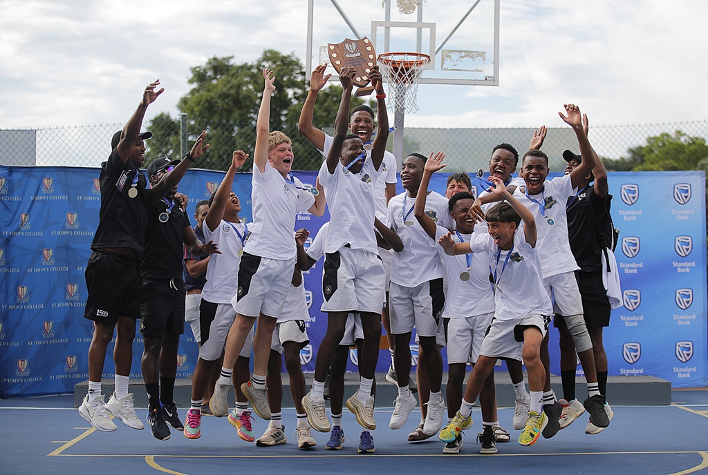 That winning feeling! Hilton College celebrates being crowned u15 champions at the St John's College Basketball Tournament (Photo: ActionPix)