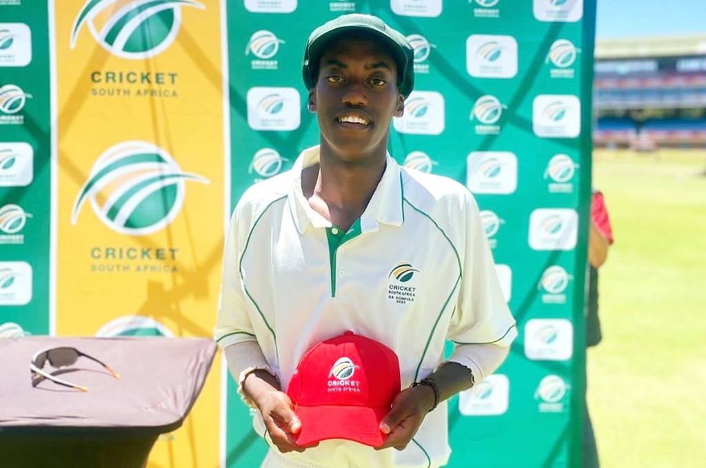 Ntando Soni has a good reason to smile after starring for SA Schools in their win over the SA Colts team.