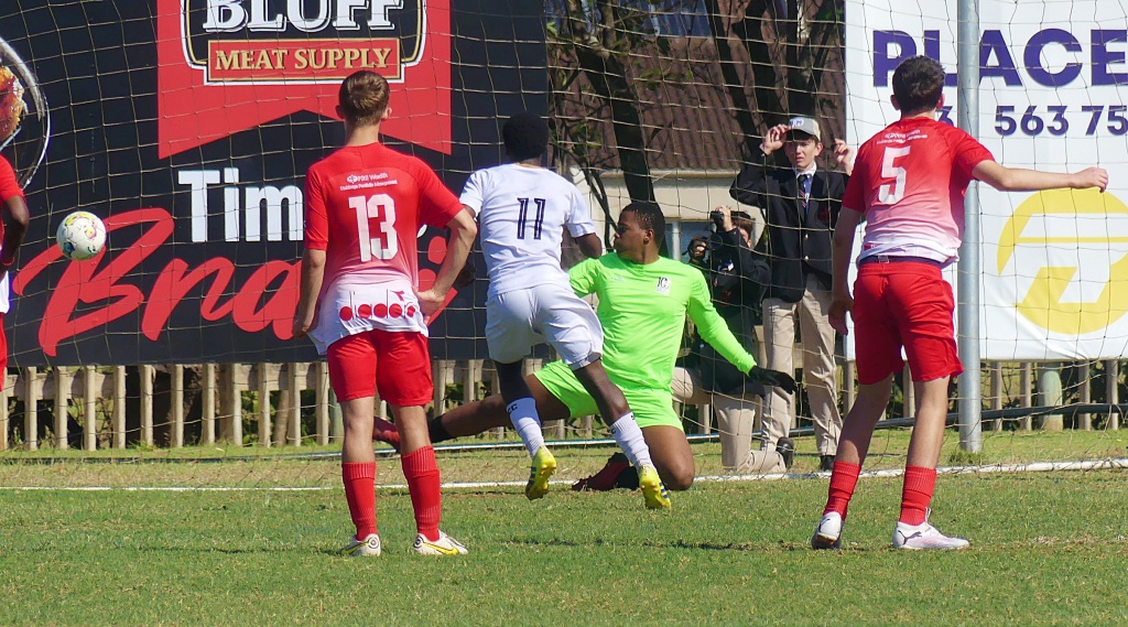 Suan Sithole sent the 'keeper the wrong way to level for St Charles from the penalty spot. (Photo: Brad Morgan)