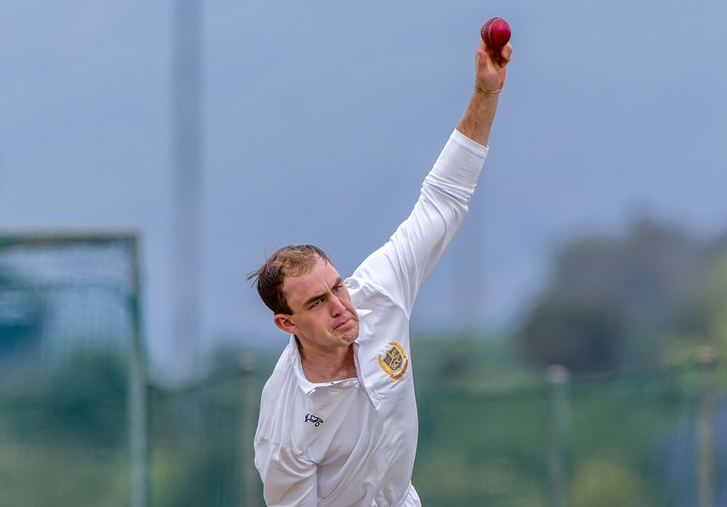 St Charles' captain Marcel Wellmann led from the front, removing four batsmen with his left-arm spin. Photo: Justin Waldman Sports Photography.